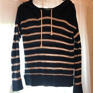 Navy blue and white striped sweater